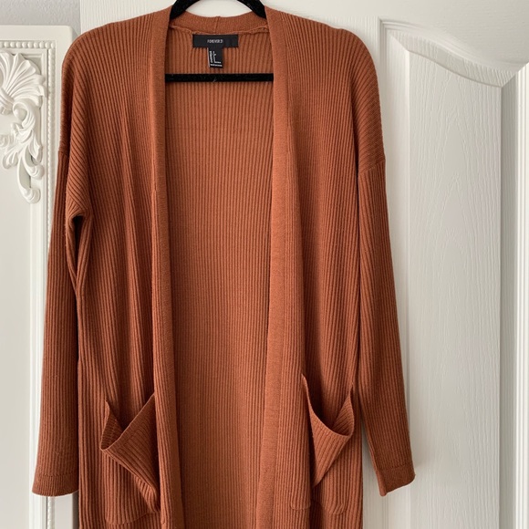 Forever 21 Sweaters - Rust Ribbed Cardigan